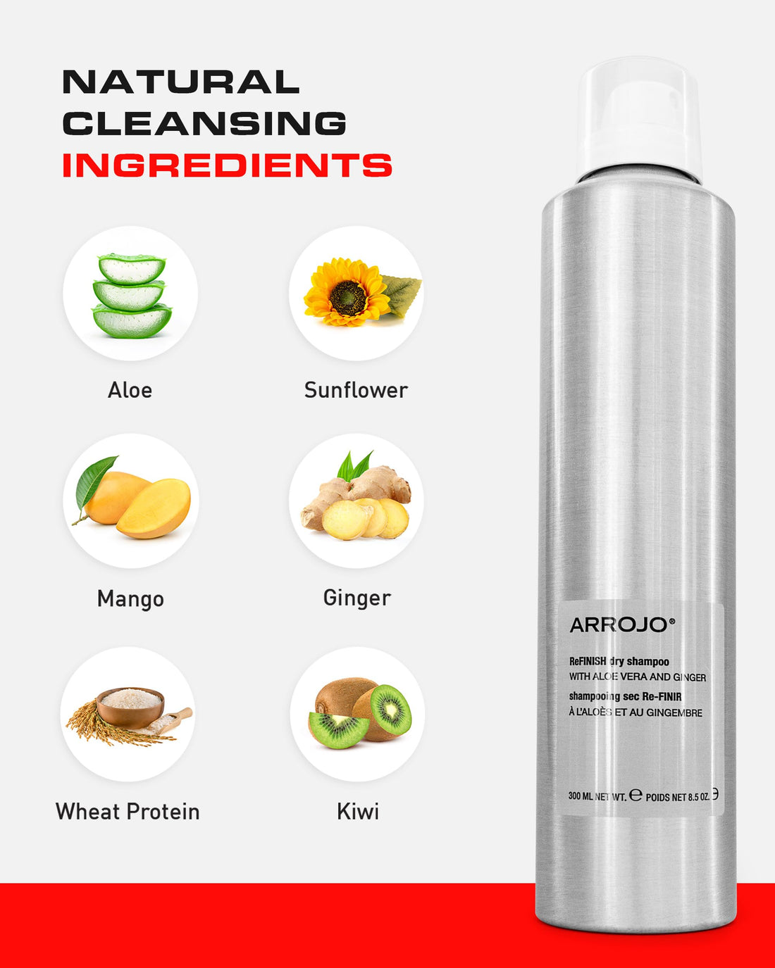 ARROJO ReFINISH Volumizing Dry Shampoo for Women & Men - Revitalizing Large Dry Shampoo Spray w/Invisible Finish â€“ Women & Mens Dry Shampoo for All Hair Types , 8.5 Fl Oz (Pack of 1)