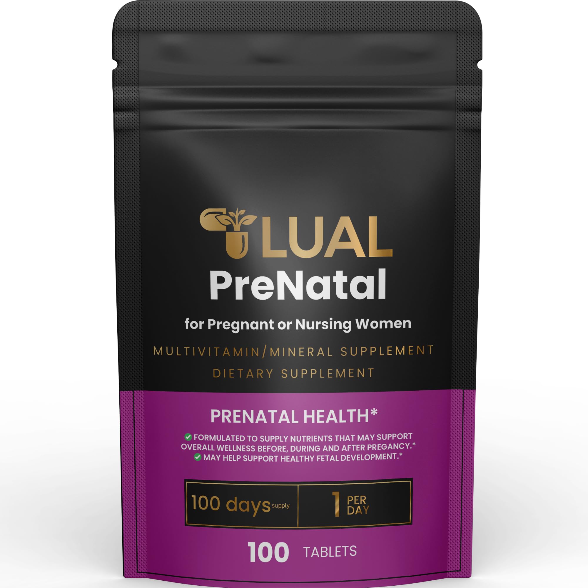 LUAL Prenatal Multivitamin | Prenatal Vitamins for Women | Pregnancy Must Haves Folate Supplement Prenatal Multivitamin 100 Tablets
