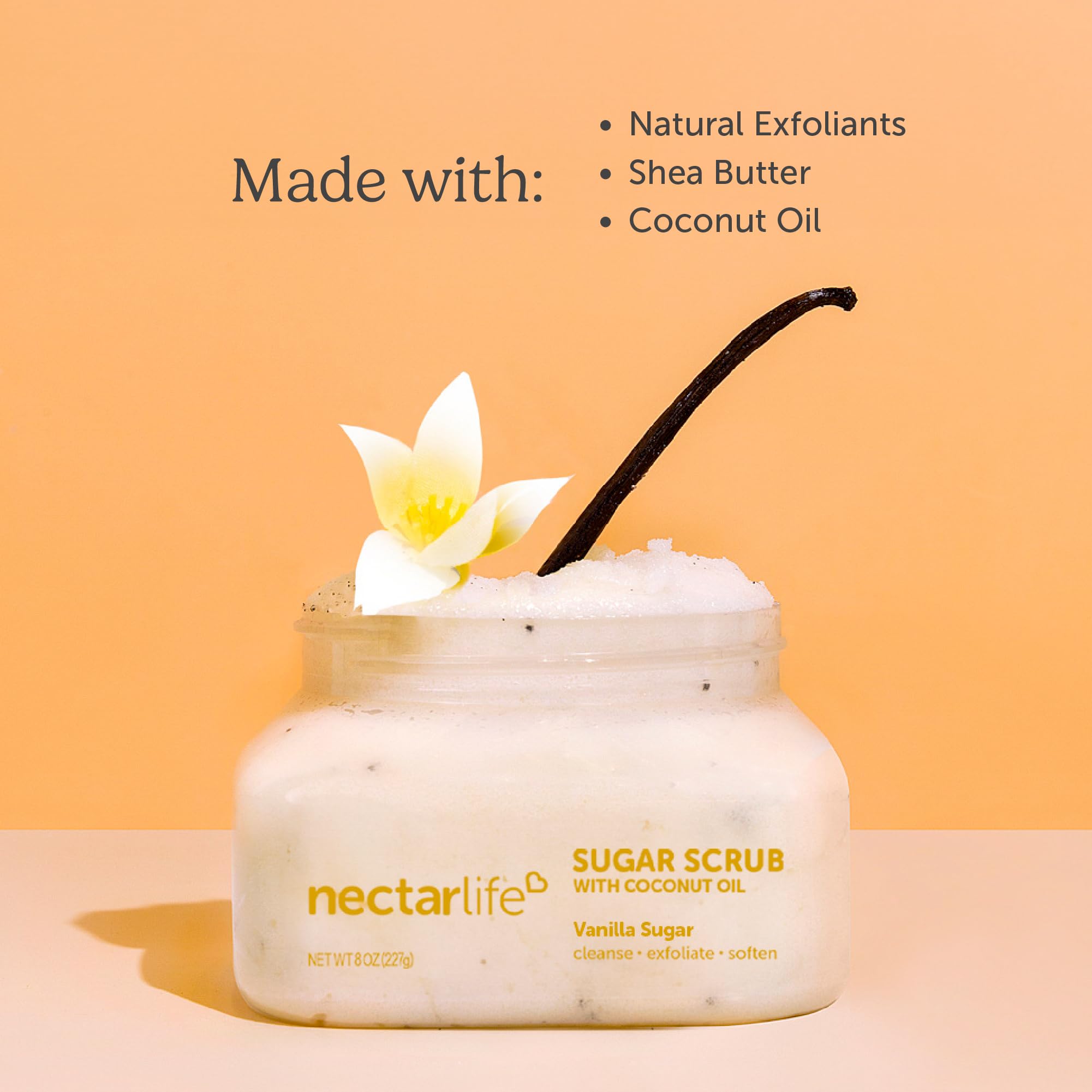 Sugar Scrub, Exfoliating Body Scrub (8 Ounce, Vanilla)