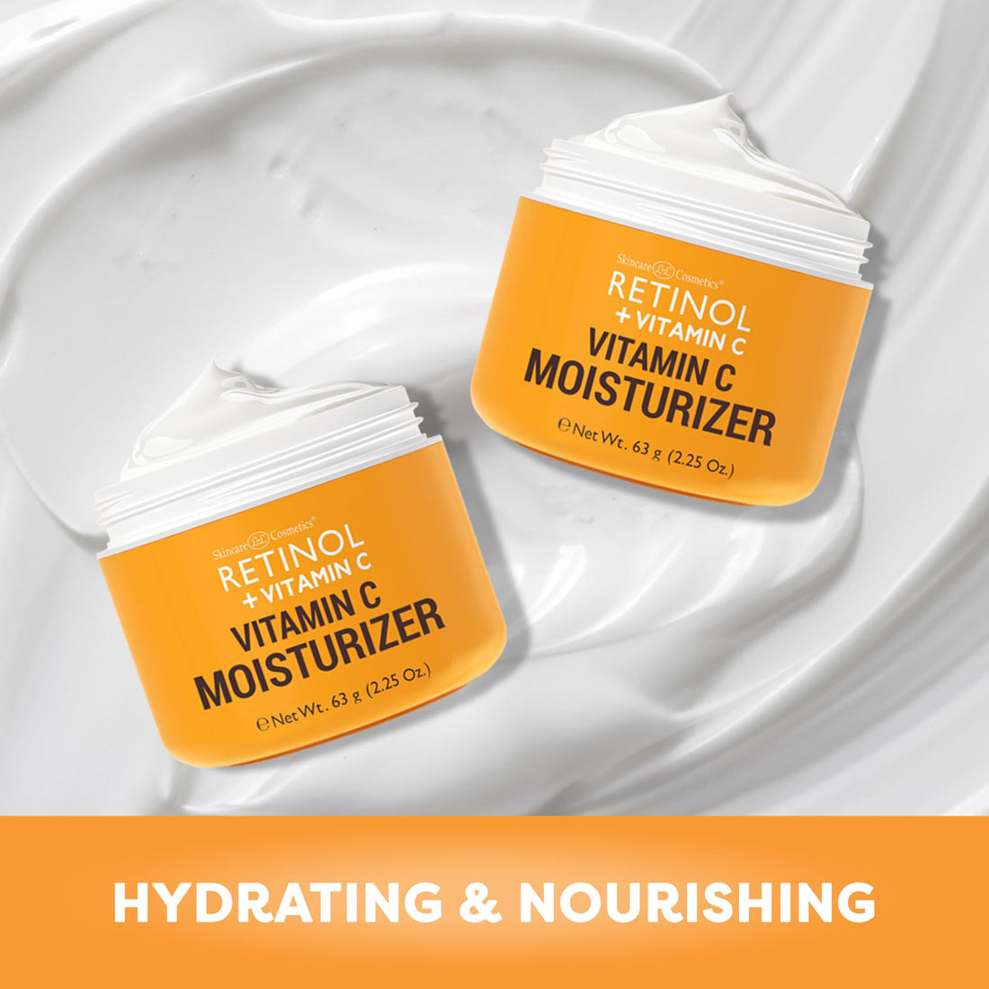 Retinol + Vitamin C Face Moisturizer - Anti Aging Moisturizing Cream, Evens Skin Tone, Diminishes Fine Lines & Wrinkles, Sun Damage & Dark Spots, Restores Radiance, Locks In Moisture - 2.25 OZ