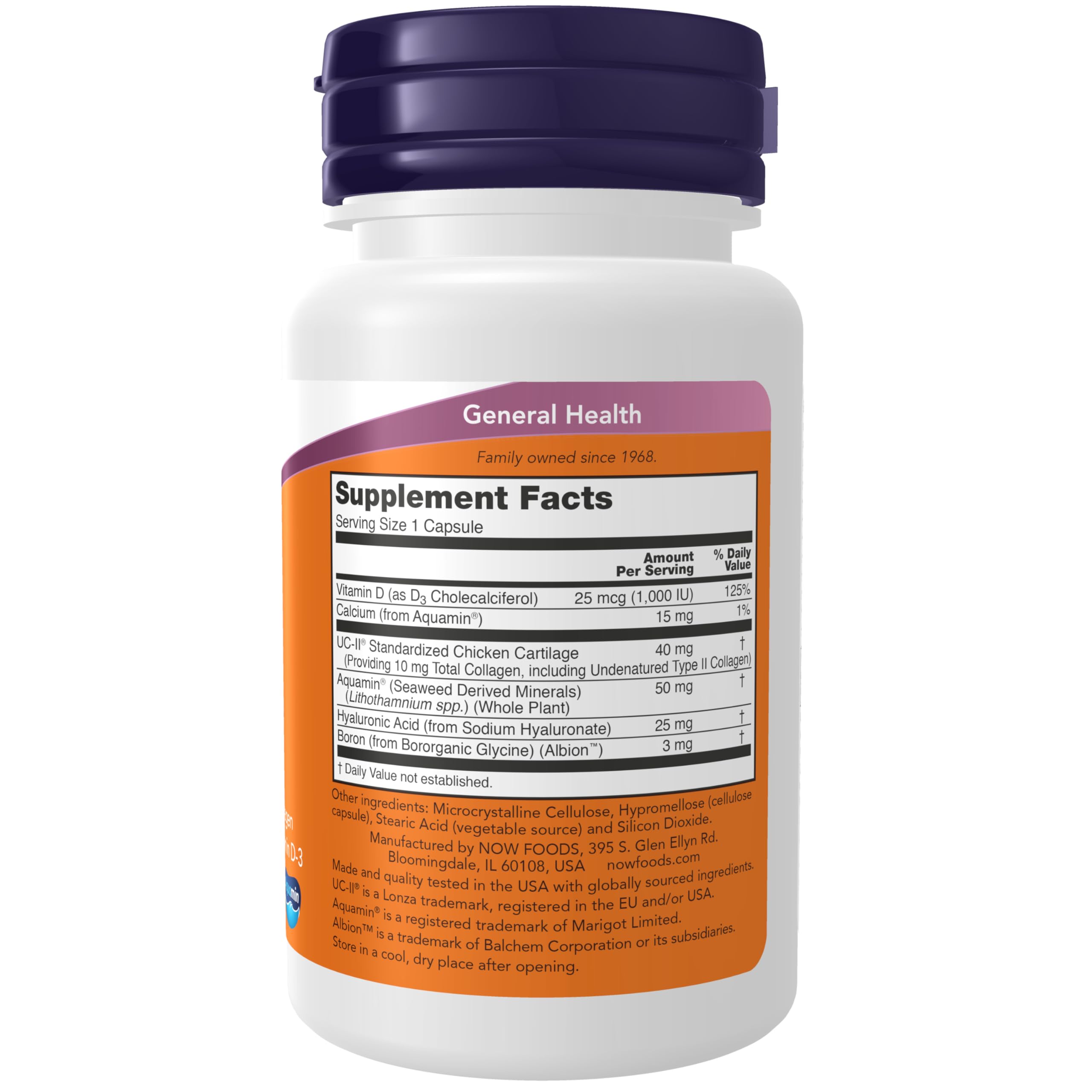 NOW Foods Supplements, UC-II Advanced Joint Relief with Undenatured Type II Collagen, plus Hyaluronic Acid, Boron, Vitamin D-3, 60 Veg Capsules