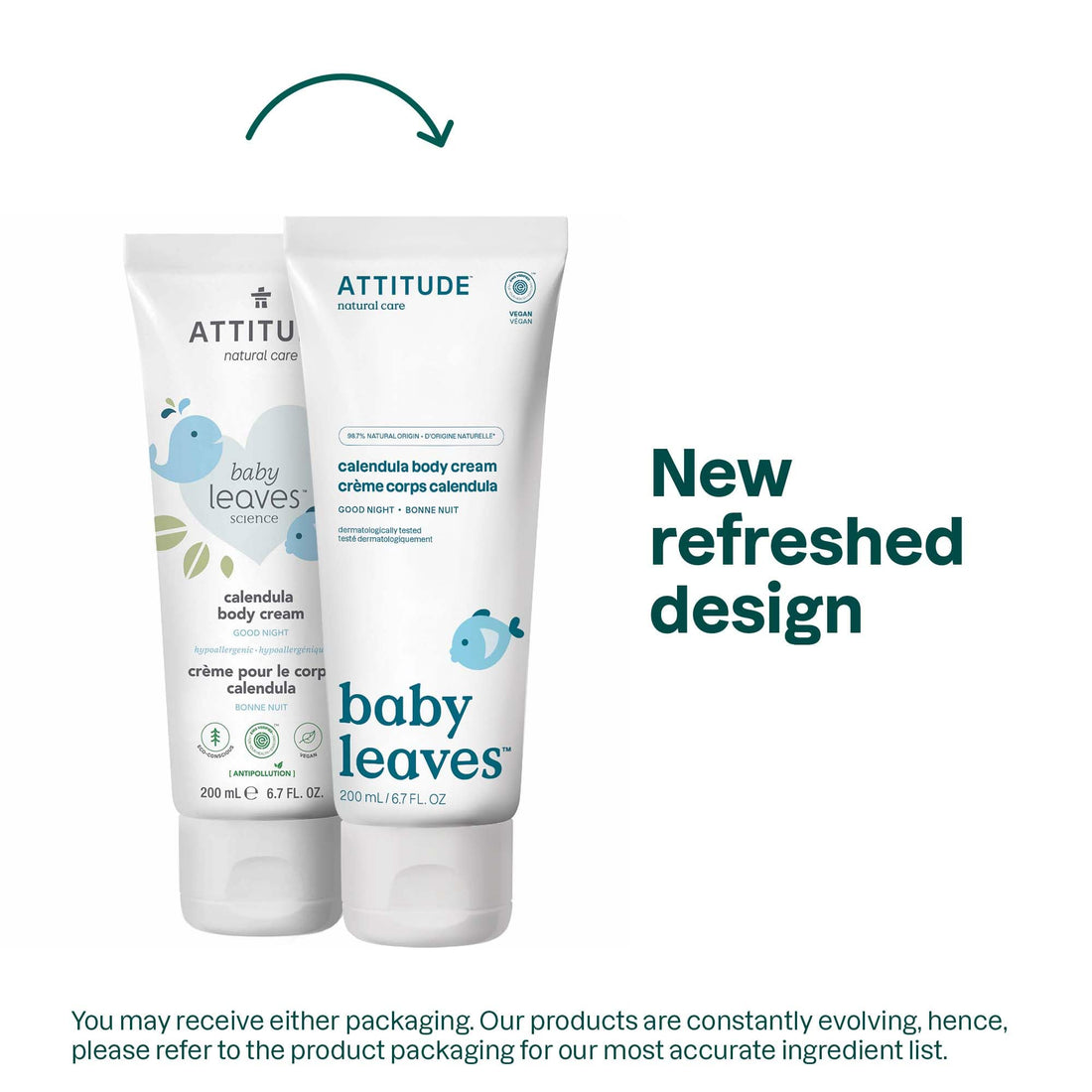 ATTITUDE Natural Baby Calendula Body Cream, EWG Verified, Hypoallergenic and Dermatologist Tested, Almond Milk, 6.7 Fl Oz