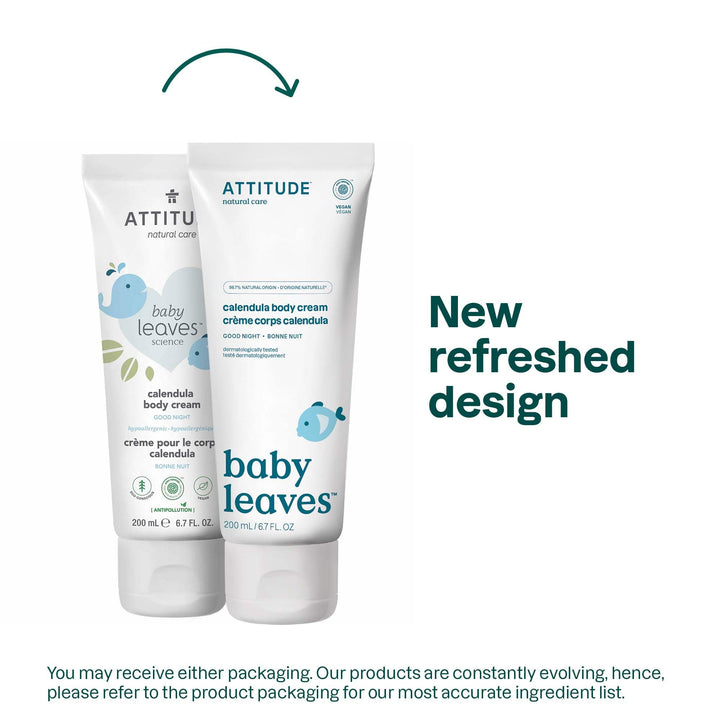 ATTITUDE Natural Baby Calendula Body Cream, EWG Verified, Hypoallergenic and Dermatologist Tested, Almond Milk, 6.7 Fl Oz