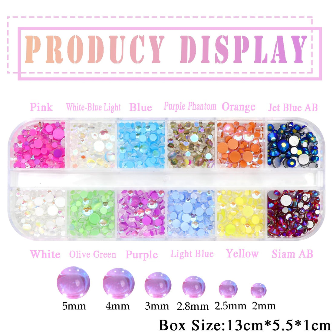 NAISKA 500Pcs Nail Rhinestones Set 3D Aurora Candy Colorful Rhinestones Beads Gems Stones Rhinestones Nail Art Decoration for Nail DIY Crafts