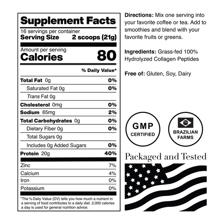 Norcal Hydrolyzed Collagen Peptides, 12oz | 20g Protein, 0g Carbs/Fat | Grass-Fed Brazilian Cows | for Easy Mixing & Bioavailability | US GMP Certified