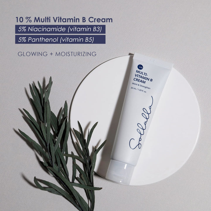 Sollalla Skin Revitalizing Vitamin B Cream - Niacinamide, Panthenol, and Ceramide Infused, Fast-Absorbing, Non-Greasy, and Skin Barrier Improving - 1.69 fl.oz.