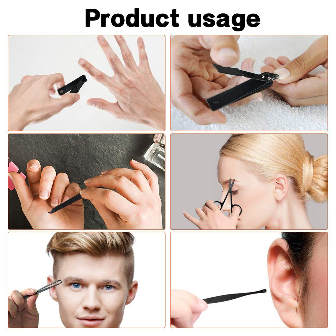 Manicure Kit Nail Clippers Set Stainless Steel Professional Pedicure Black 8 in 1 Grooming Nail Scissors Cutter Ear Pick Tweezers Scissors Eyebrow Nail file for Man&Women gift (black/red_8in1)