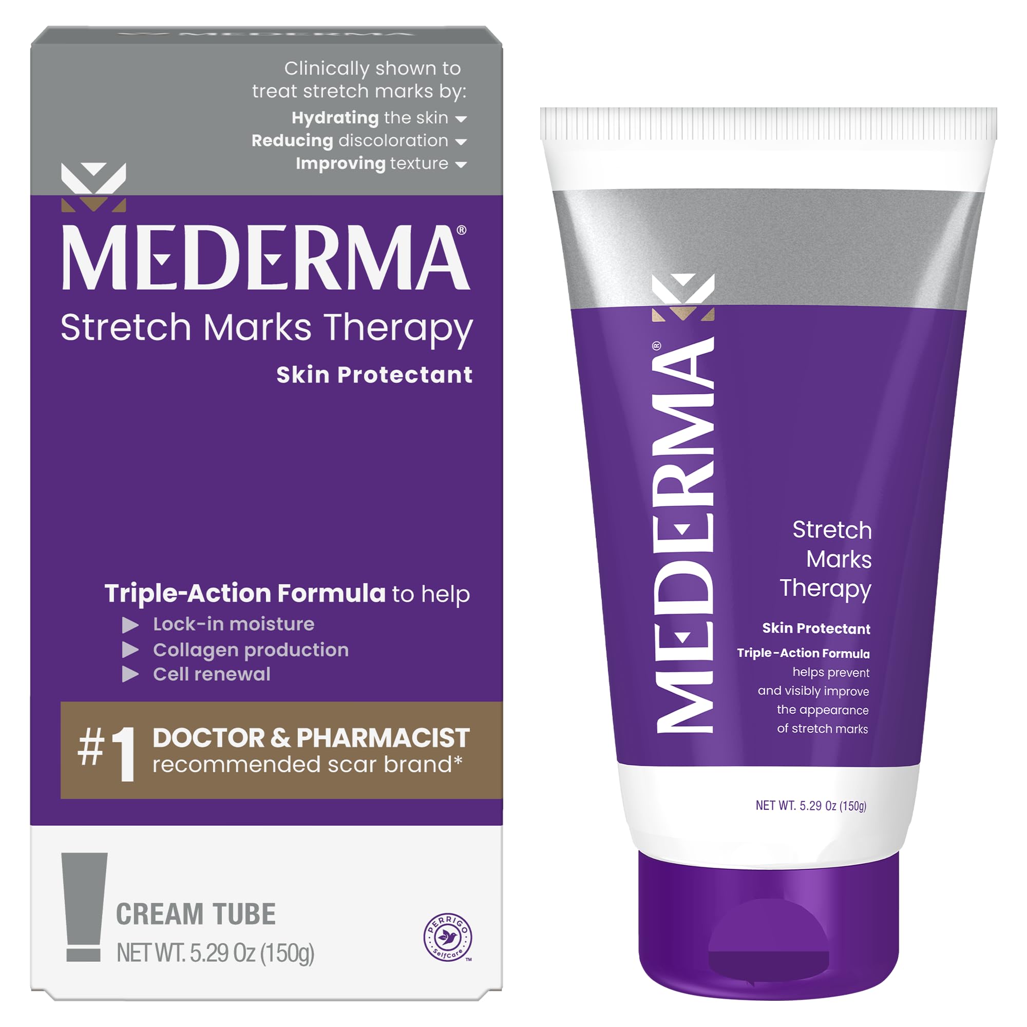Mederma Stretch Marks Therapy, Helps Prevent and Treat Stretch Marks, Safe to Use When Pregnant, Pregnancy Skin Care, 5.29 oz (150g)