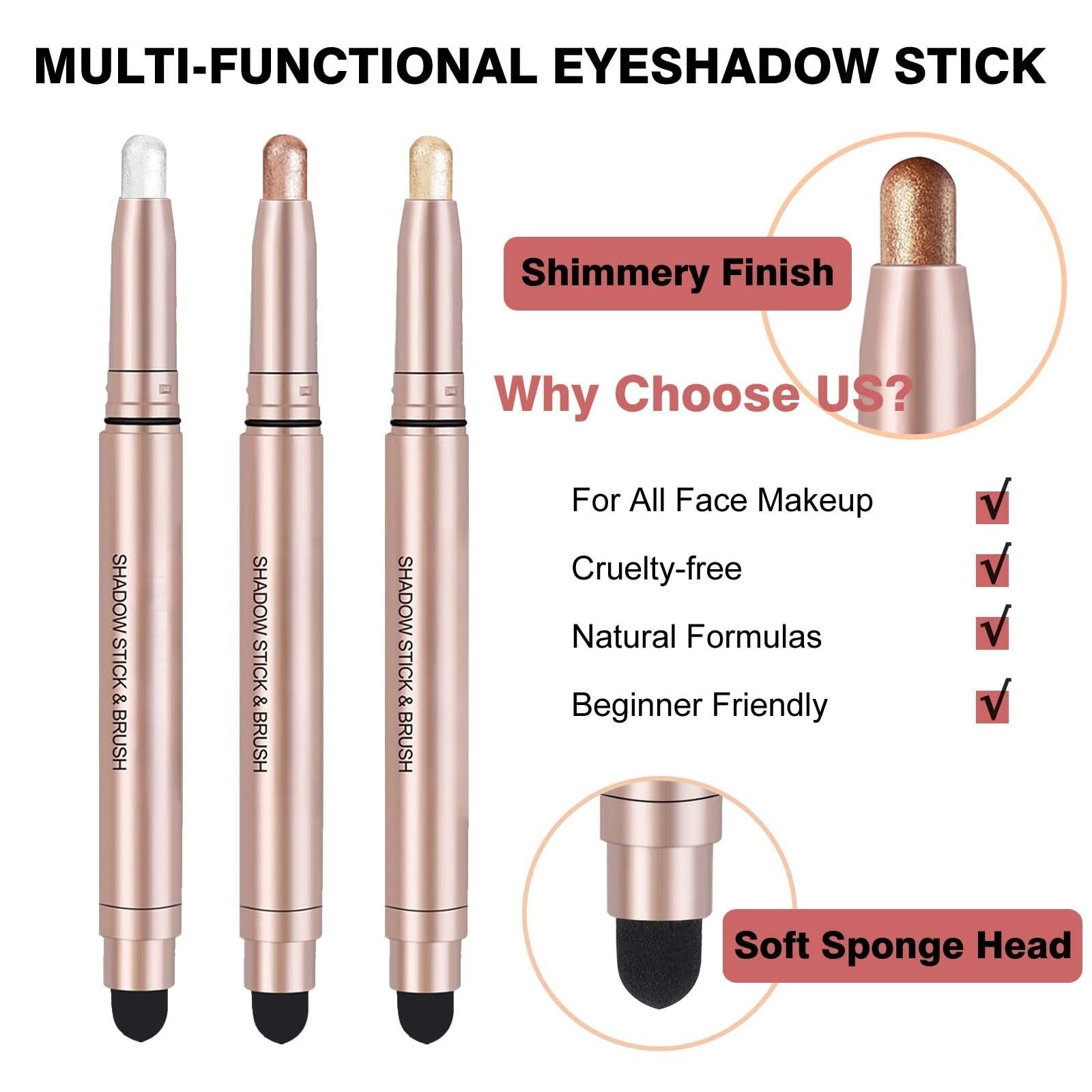 SAUBZEAN Green Eyeshadow Stick Makeup, Highlighter Cream Eye Shadow Pencil, Waterproof Hypoallergenic Long Lasting Matte Crayon, Glitter Primer Palette Shimmer Eyeliner Pen