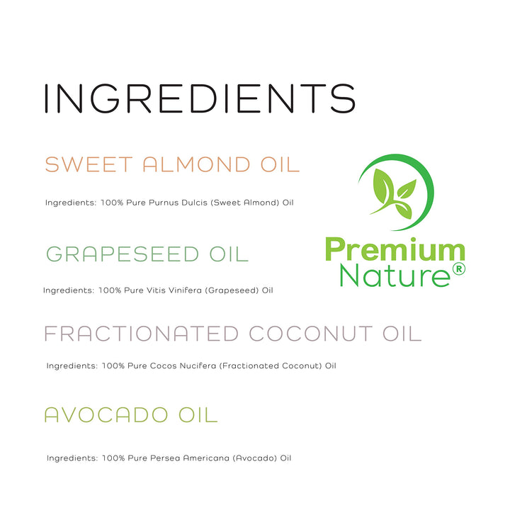 Carrier Oils For Essential Oil - 4 Piece Variety Pack Gift Set Coconut Oil Grapeseed Oil Avocado Oil & Sweet Almond Best Oils for Stretch Mark Dry Skin Moisturizer Hair Packaging May Vary 4oz Each