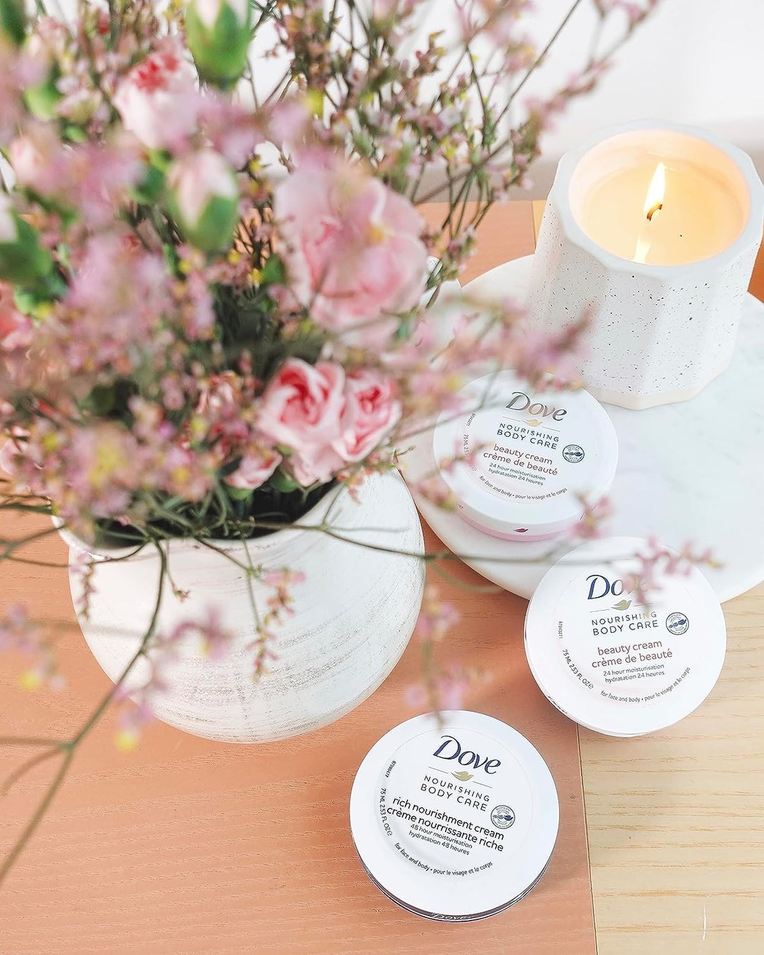 Dove Nourishing Body Care, Face, Hand, and Body Beauty Cream for Normal to Dry Skin Lotion for Women with 24-Hour Moisturization, 12-Pack, 5.07 Oz Each, Jar