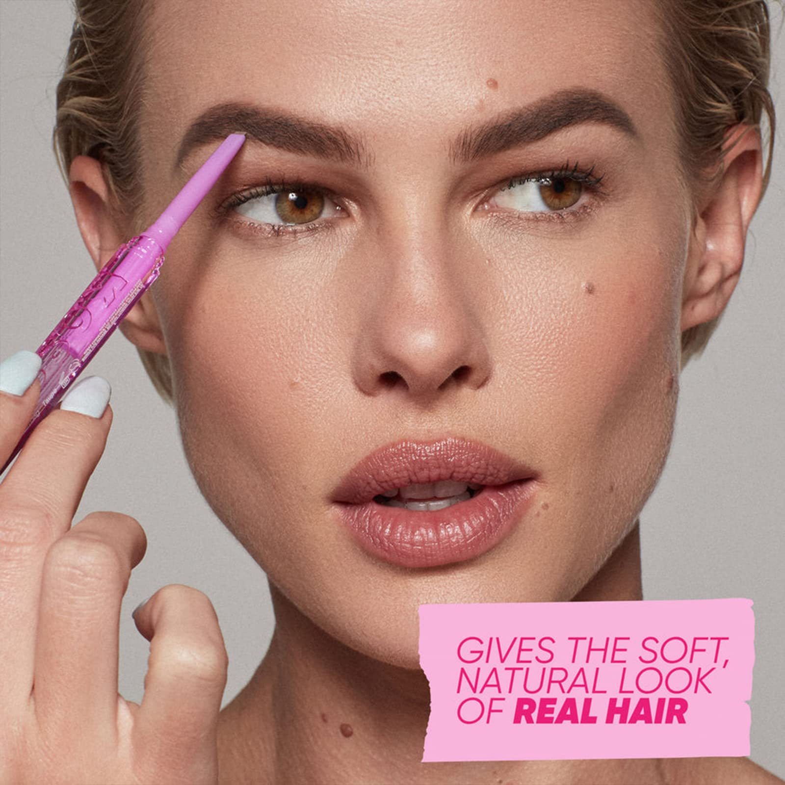 Kosas Brow Pop - Longwear Eyebrow Makeup, Dual-Sided Defining Pencil with Castor Oil for Soft, Natural Look of Real Hair - Taupe