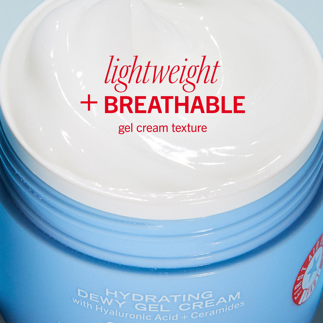 First Aid Beauty - Hydrating Dewy Gel Cream, Lightweight Oil-Free Facial Moisturizer with Hyaluronic Acid and Ceramides, Helps Reduce Excess Oil Build Up & Improve Skins Hydration, 1.7 oz