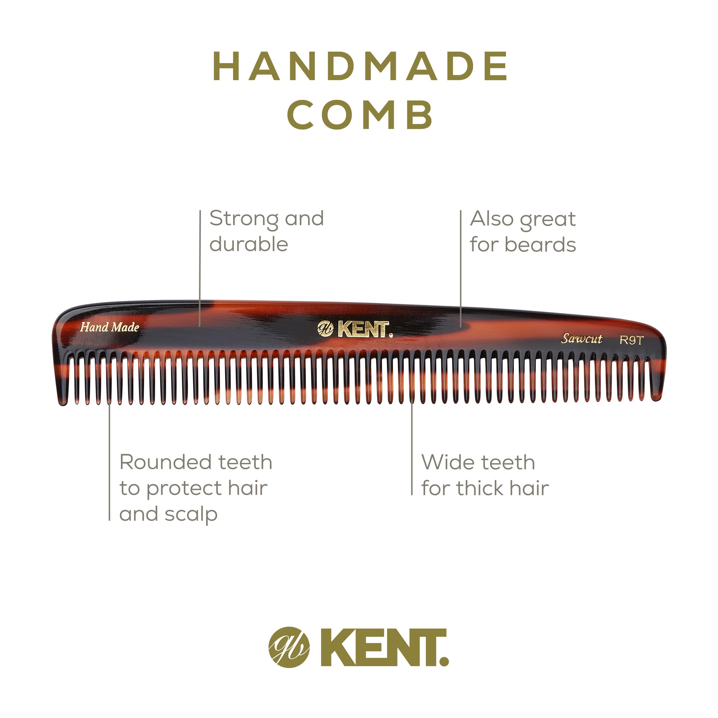 Kent Authentic Handmade Wide toothed Large Dressing Table Comb, Dark Brown