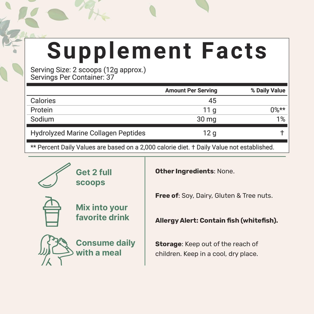 Micro Ingredients Marine Collagen Peptides, 1lb (37 Servings) | Wild Caught Fish Source | Hydrolyzed Peptides for High Absorption | Unflavored, Keto & Pescatarian Friendly | Easy to Mix, Non-GMO