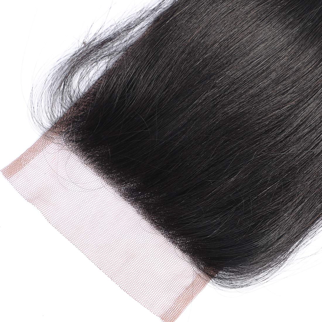 AUTTO Free Part Lace Closure 4x4 Straight Human Hair Brazilian Virgin Human Hair 130% Density Straight Lace Closure 14inch Natural Black Color