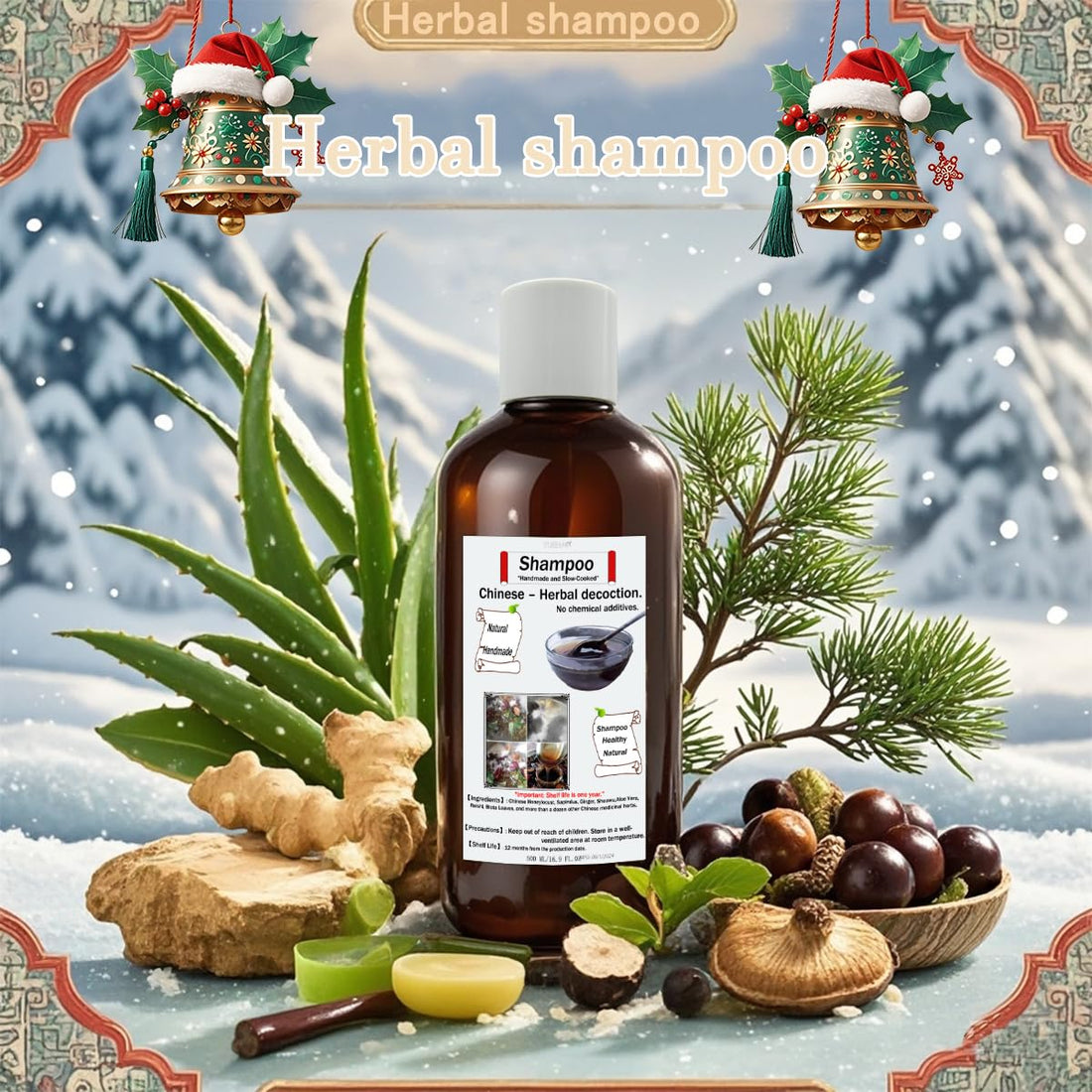 Herbal Shampoo - Anti-Dandruff, Oil Control, and Improving Hair Health - Made with Natural Chinese Herbs Gentle on Hair, Traditional Slow-Cooked Formula, Light Herbal Scent 100ML