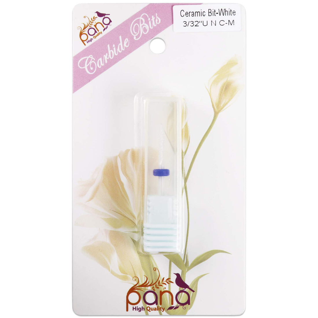 Pana Professional USA Ceramic White Under Nail Cleaner Bit Nail Drill (Grit: MEDIUM) 3/32 Shank Size