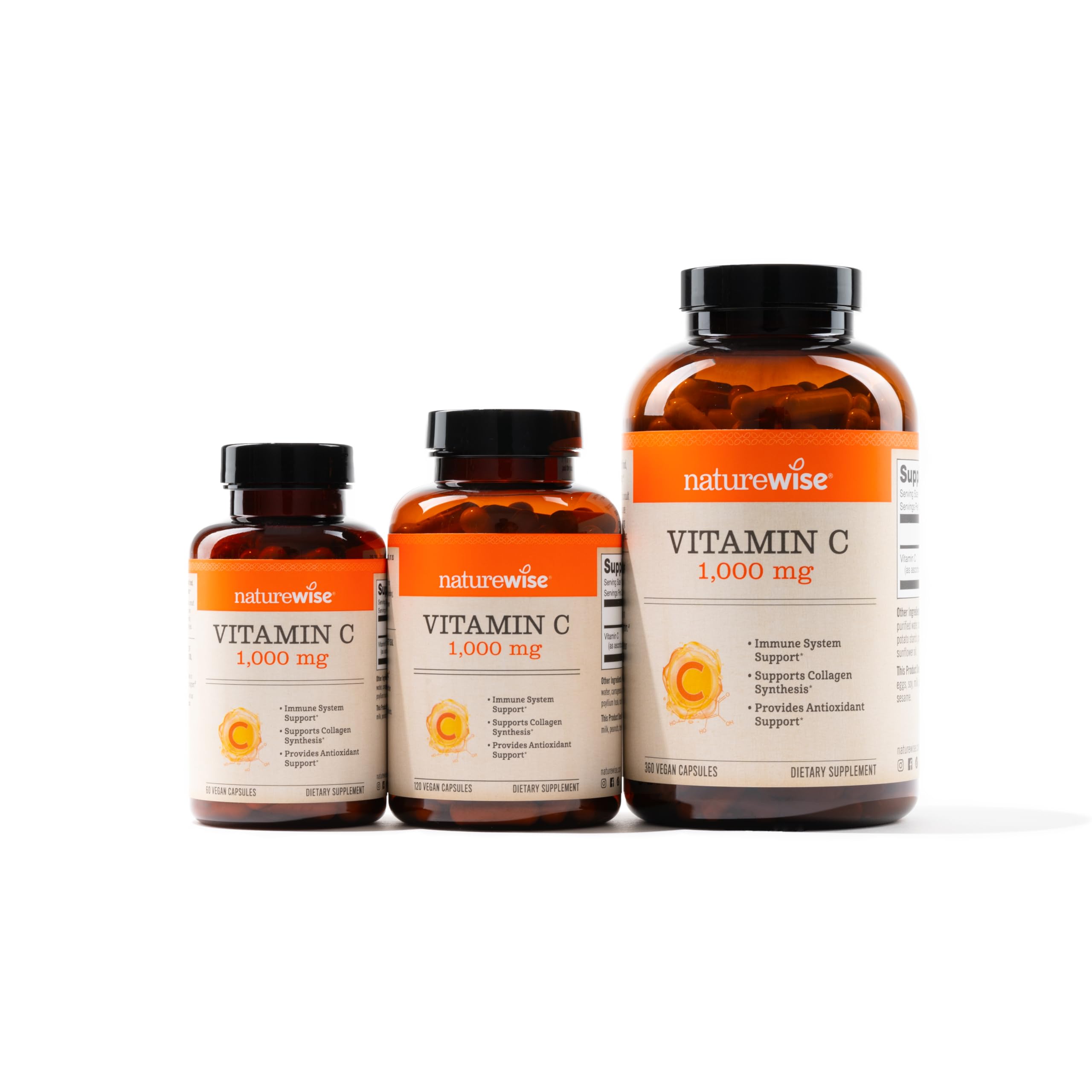 NatureWise Vitamin C 1000mg Capsules - Extra Strength Dietary Supplement for Daily Immune Support & Collagen Synthesis - Vegan, Non-GMO, Gluten Free - 360 Count[1-Year Supply]