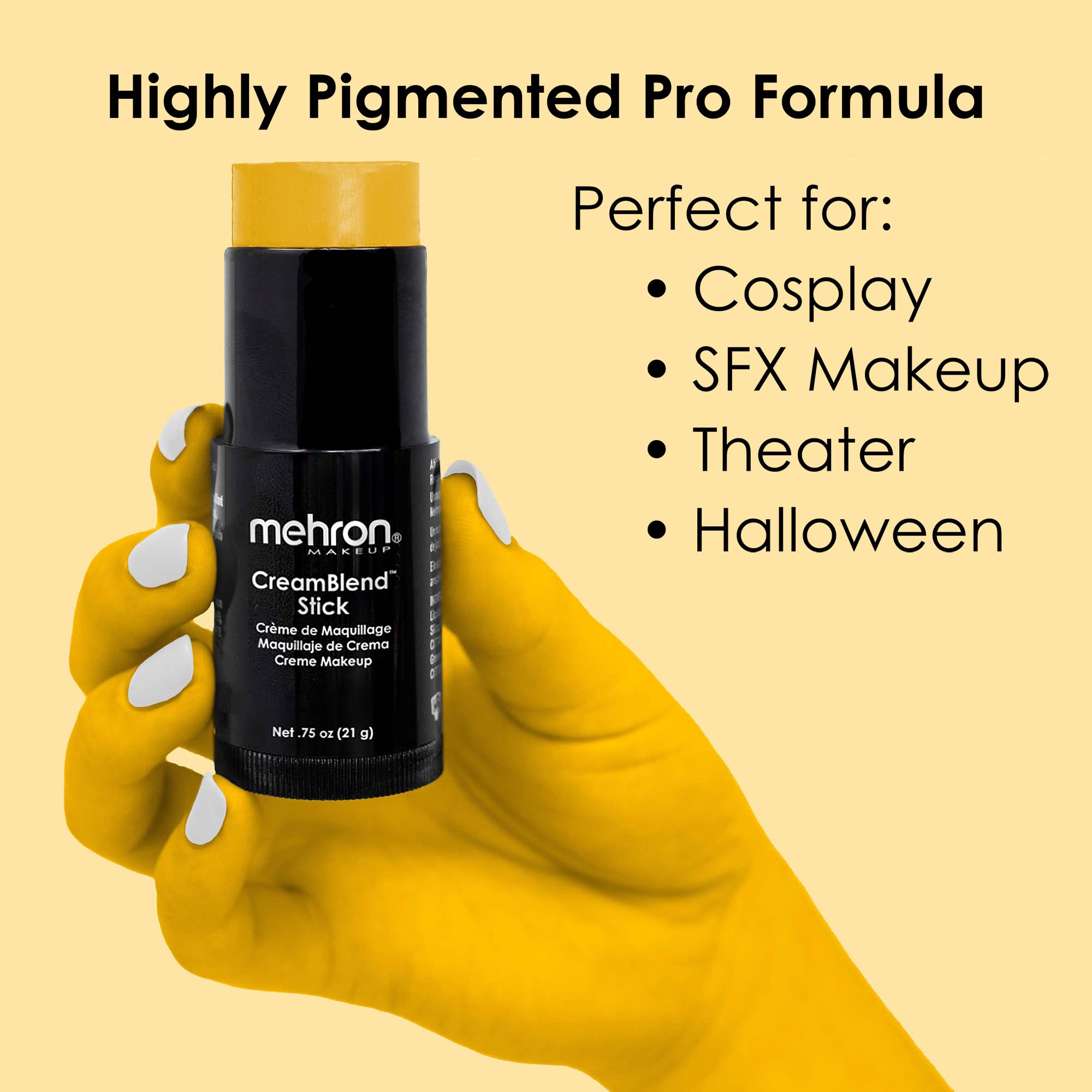 Mehron Makeup CreamBlend Stick, YELLOW - .75oz