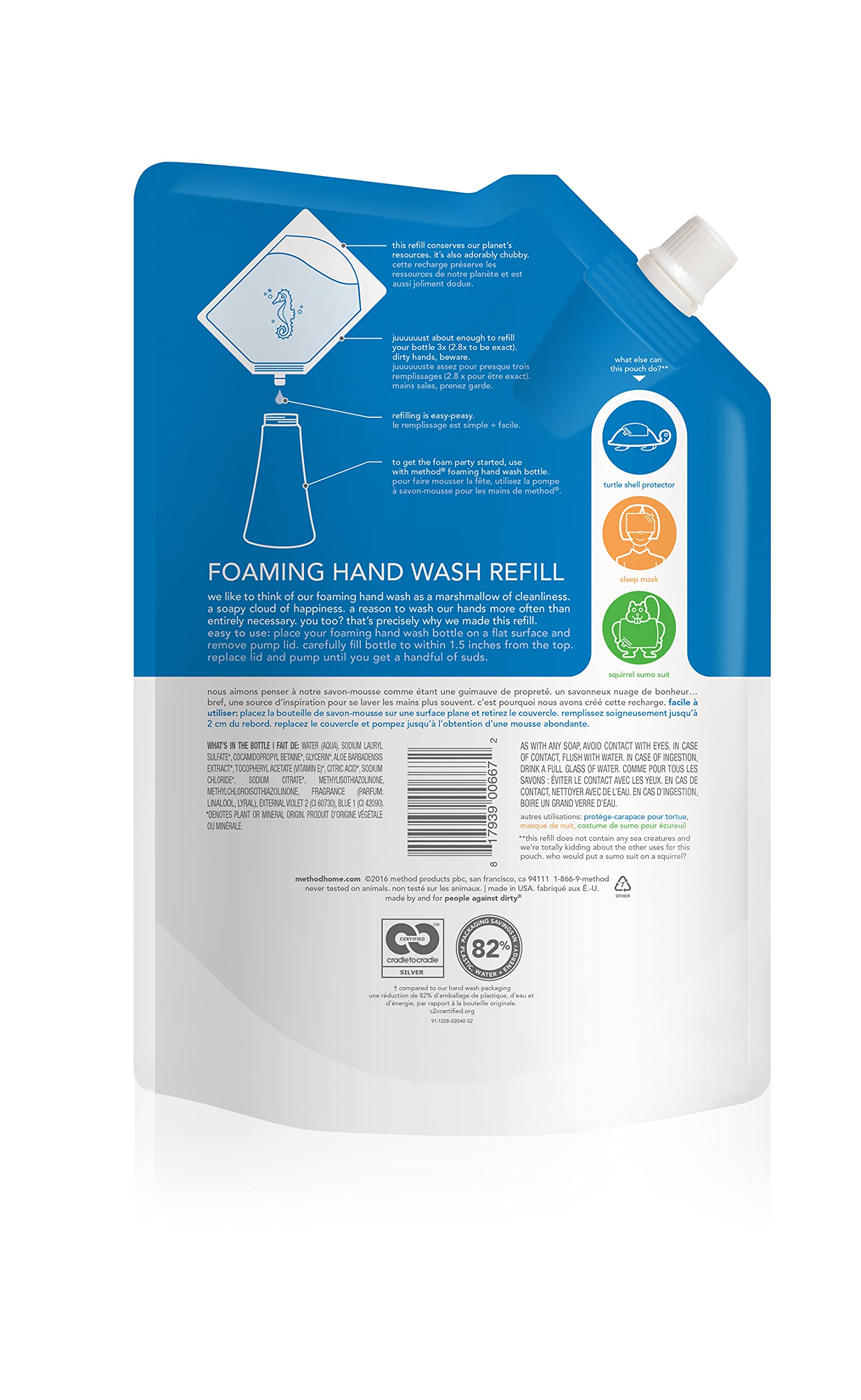 Method Foaming Hand Wash Refill Pouch, Sea Minerals, 28oz, 3pk