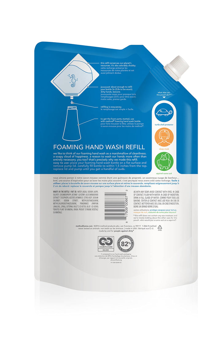 Method Foaming Hand Wash Refill Pouch, Sea Minerals, 28oz, 3pk