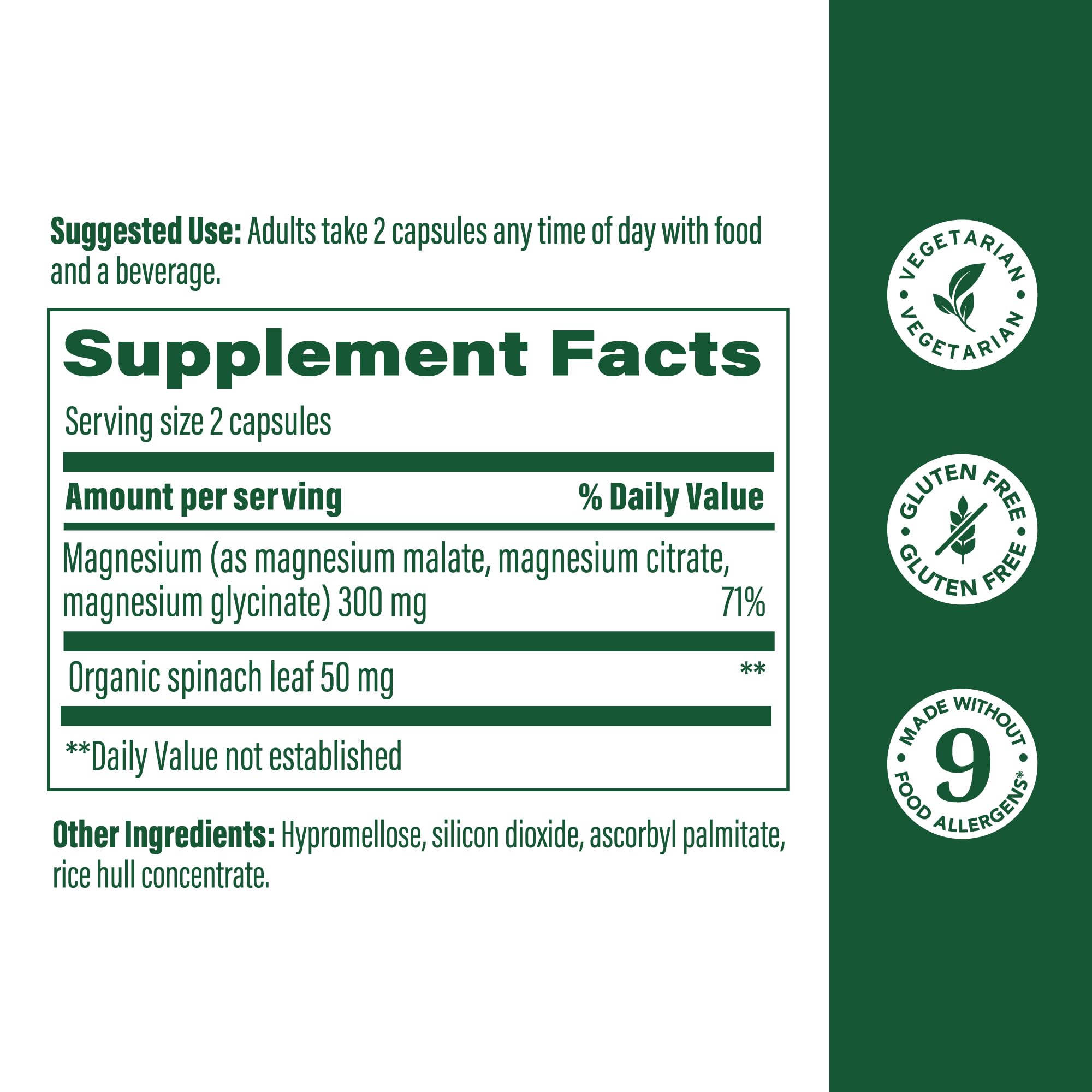 MegaFood Magnesium 300 mg - Highly absorbable blend of Magnesium Glycinate, Magnesium Citrate & Magnesium Malate to Help Support Heart, Nerve Health and Relaxation - 60 Capsules (30 Servings)