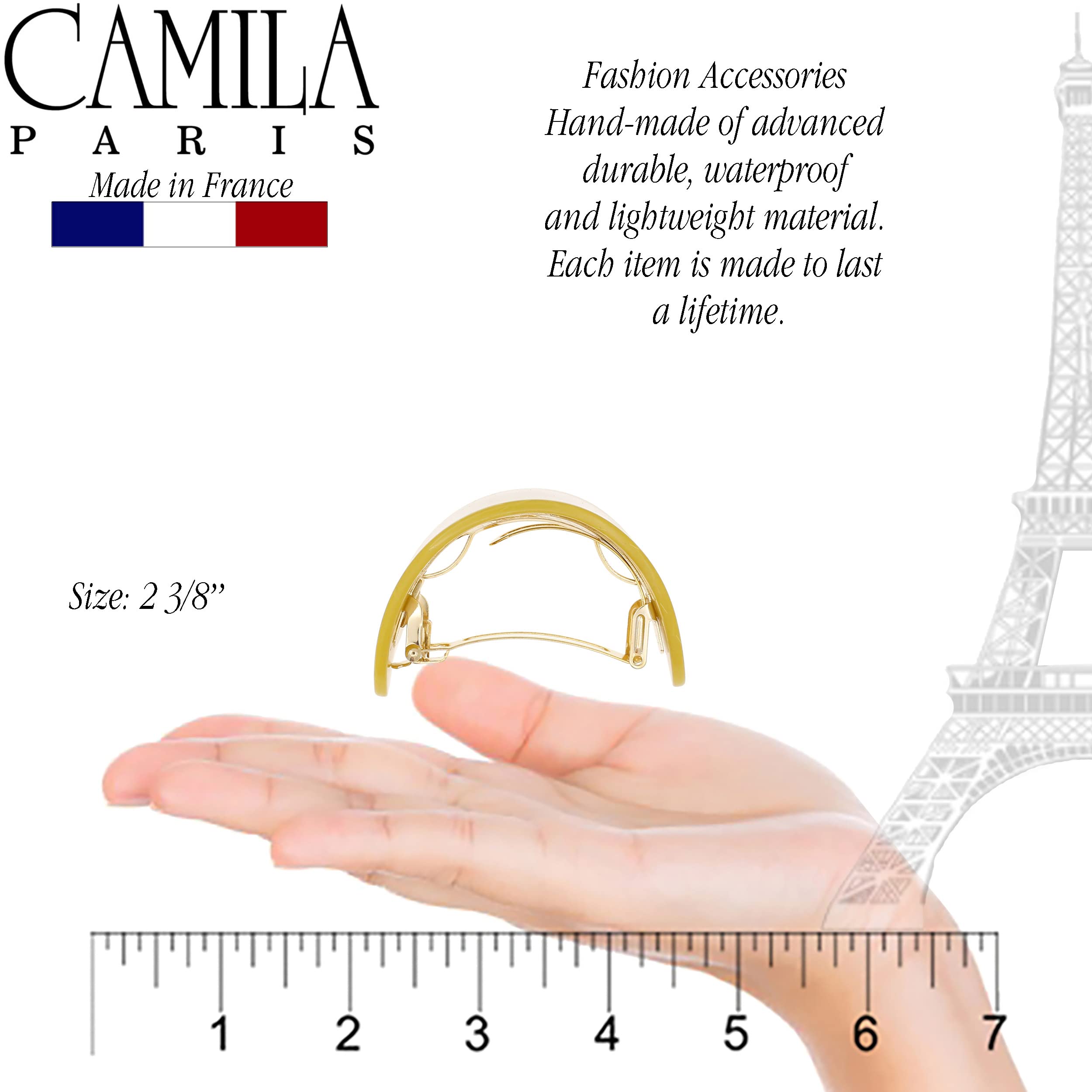 Camila Paris CP3149 French Hair Barrettes, Hair Ponytail Holder, Beige Volume, Automatic, Strong Hold Grip Hair Clips for Women, No Slip and Durable Styling Girls Hair Accessories, Made in France