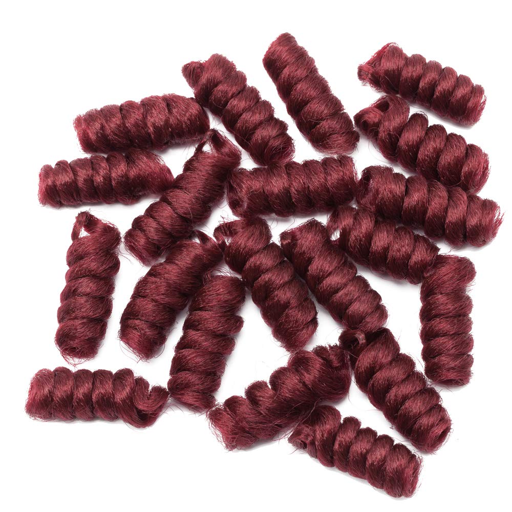 [3 packs] Jumpy Wand Curl Crochet Hair Extension Small Jamaican Bounce Hair Synthetic Toni Curl Crochet Twist Hair Kenzie Curl Saniya Curl Braiding Hair 20 Roots/Pack (10inch,Burgundy)