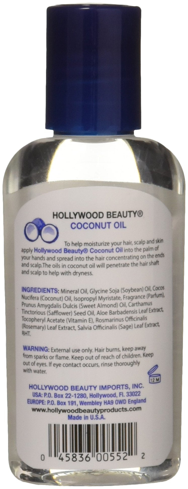 Hollywood Beauty Coconut Oil, 2 Ounce