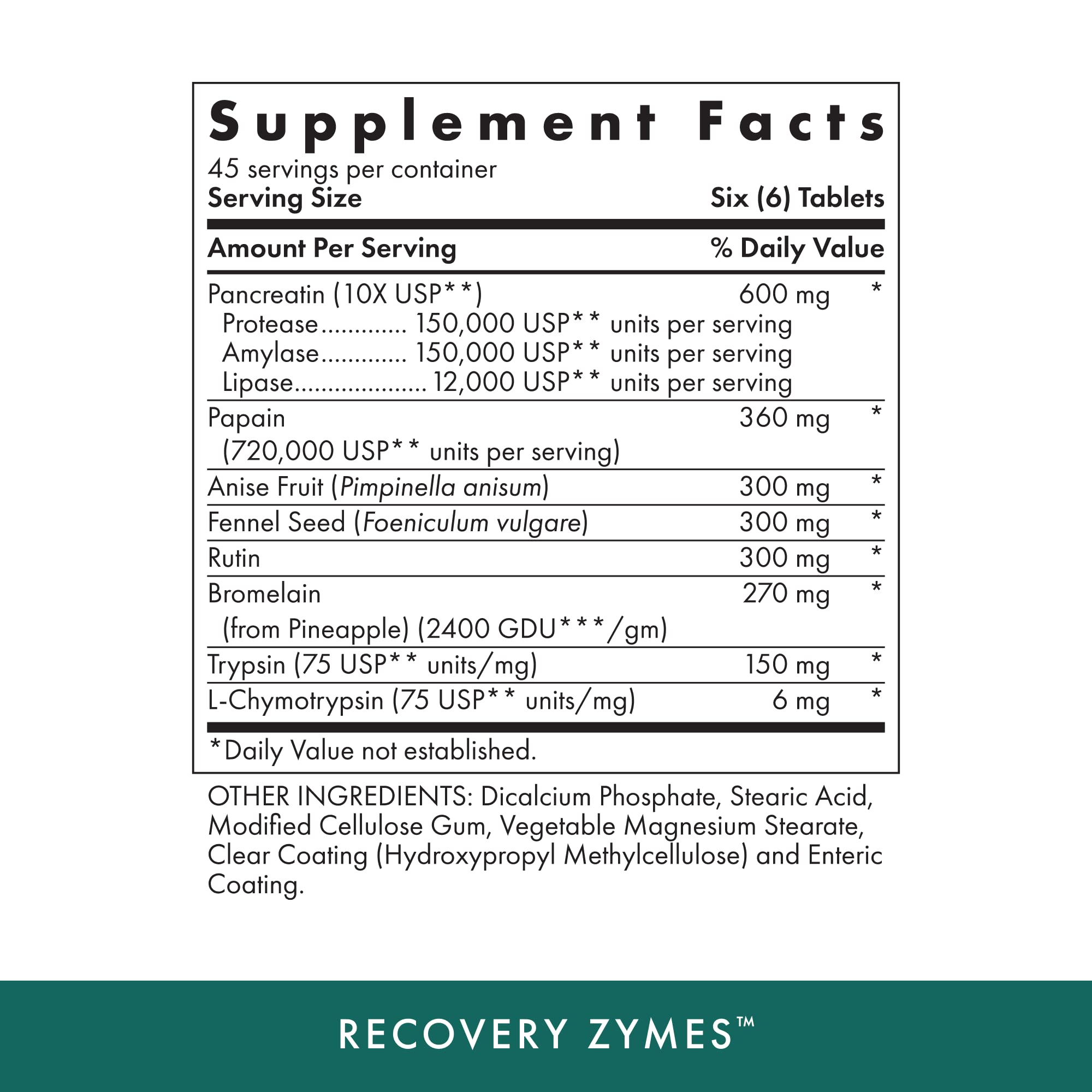 MICHAEL'S Health Naturopathic Programs Recovery Zymes - 270 Enteric Coated pH Stable Tablets - Proteolytic Enzyme Supplement - Supports Natural Inflammatory Response - 45 Servings
