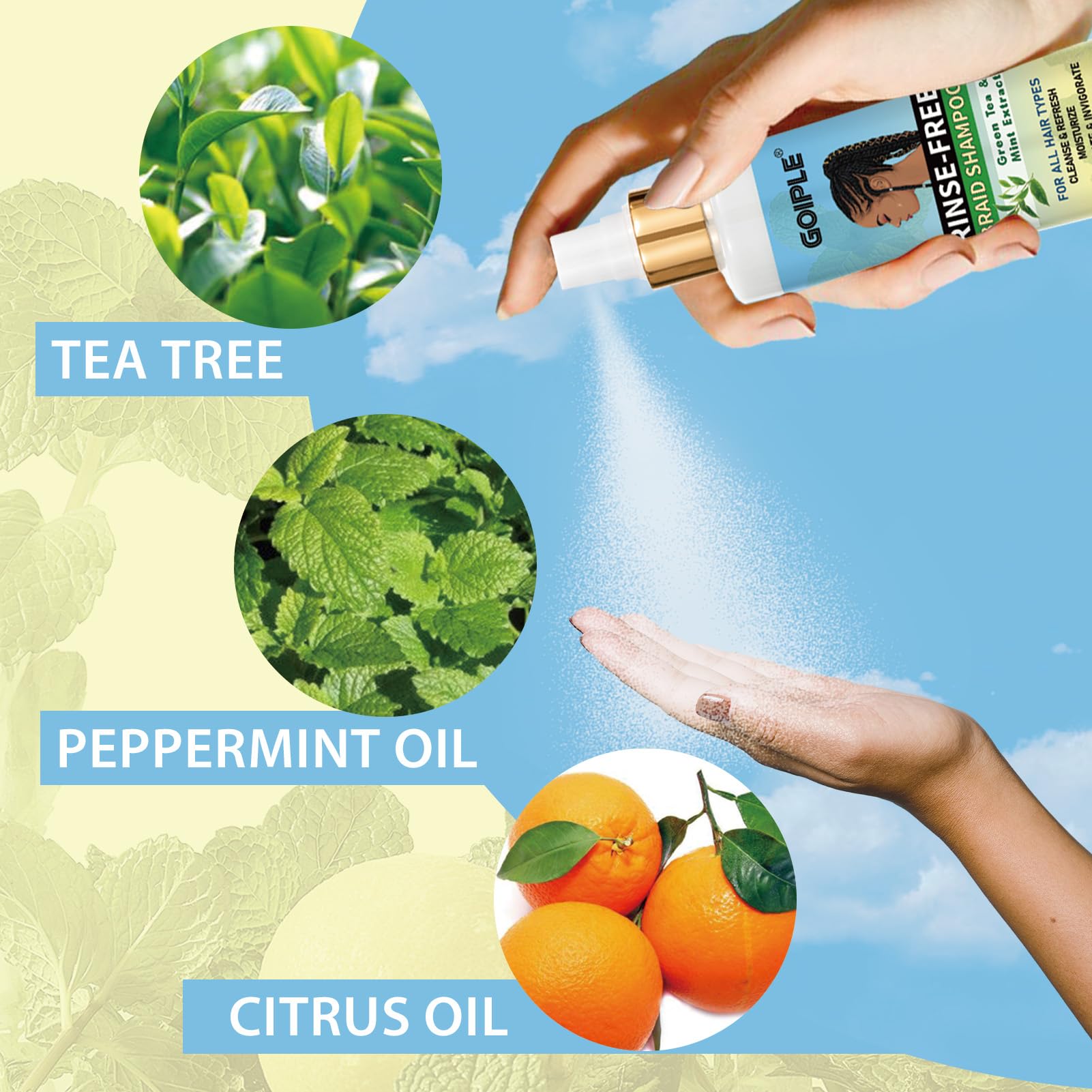 No-Water Braid Shampoo for Locs, Twists, Weaves - Rinse-Free, Dreadlock Shampoo for Build-Up, Odor, Itch & Flakes, No Residue, Chemical-Free, 6.8 fl oz