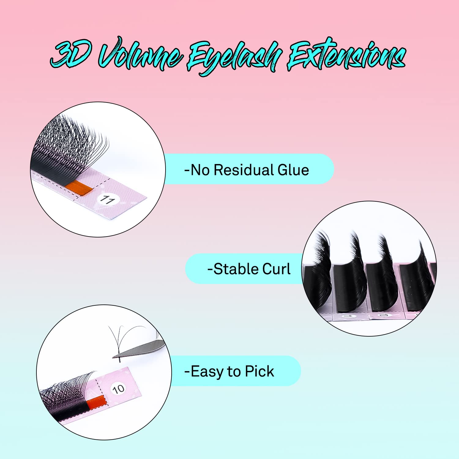 VAVALASH W-shaped Eyelash Extension 3D Premade Fans 0.07 D Curl Volume Lash Extensions Easy Fanning Lashes Matte Black Volume Premade Cluster W Lashes(W Shaped-3D-0.07-D-8mm)