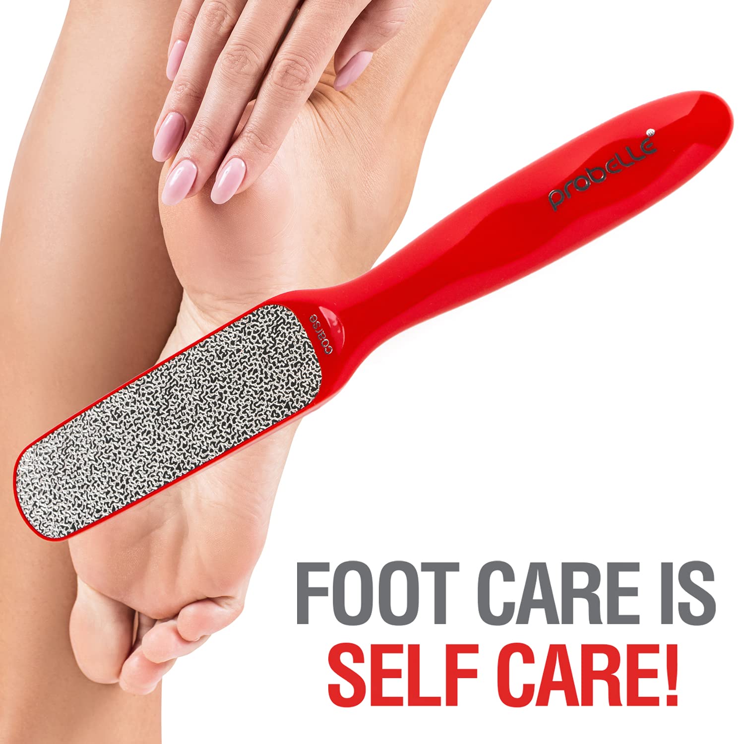 Probelle 2-Sided Hypoallergenic Nickel Foot File for Callus Trimming and Callus Removal, Red, 4 Ounce