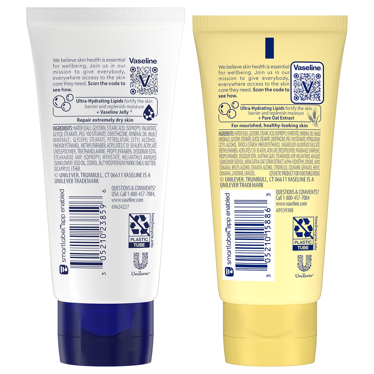 Vaseline Intensive Care Lotion Bundle – Advanced Repair Unscented Lotion & Nourishing Moisture Hand & Body Lotion for Extremely Dry Skin, 2 Oz Ea (2 Piece Set)