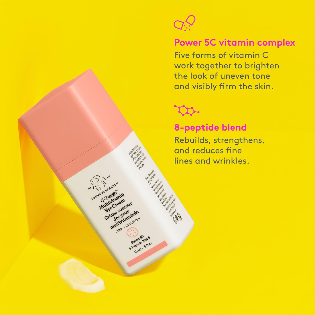 Drunk Elephant C-Tango Multivitamin Eye Cream with Deluxe Sample - 15ml Vitamin C Eye - 5ml Protini Polypeptide Cream - Clean Clinical Skincare - Cruelty-Free - Dermatologist-Tested