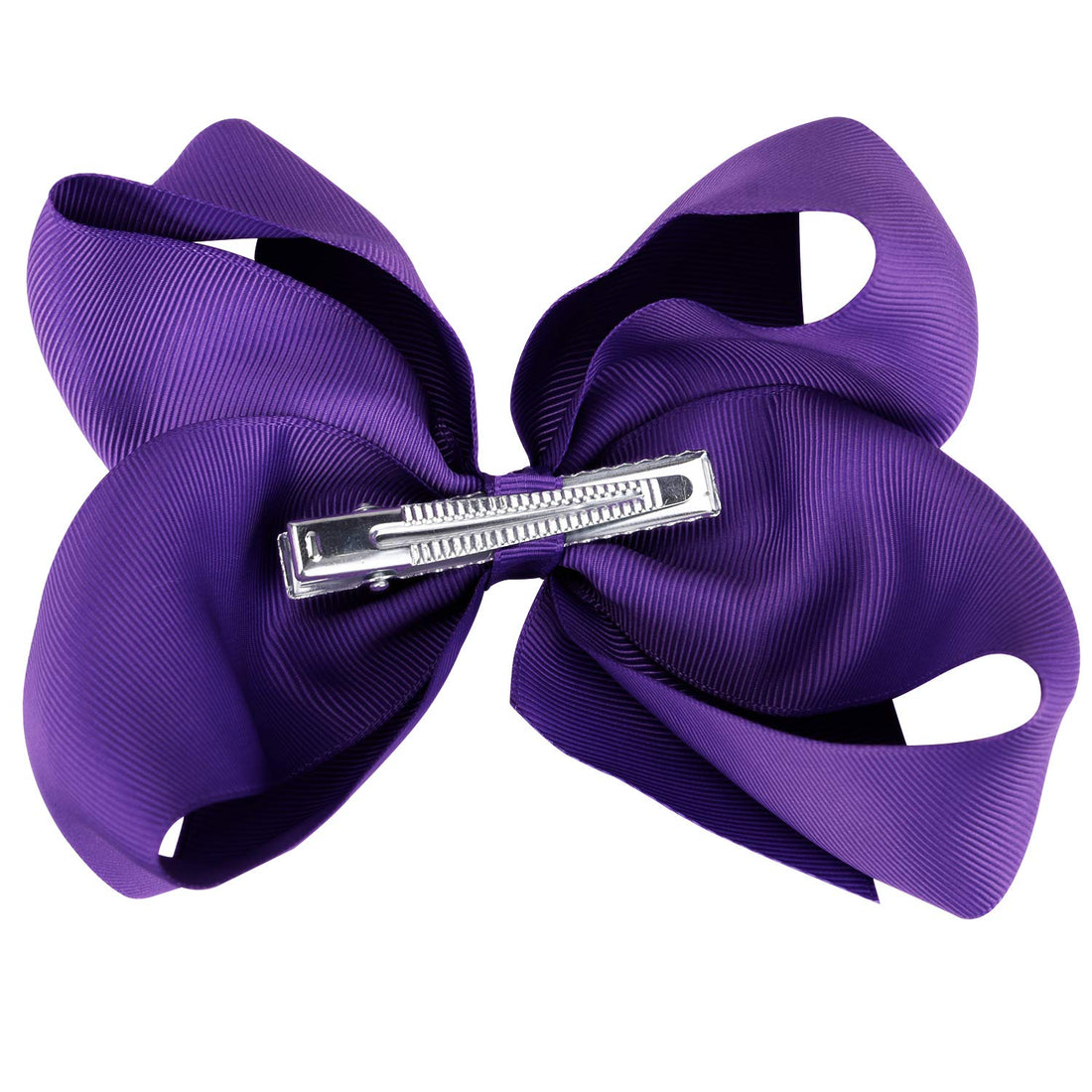 DEEKA 12 PCS 6 Big Hand-made Grosgrain Ribbon Hair Bow Alligator Clips Hair Accessories for Little Teen Toddler Girls - Purple