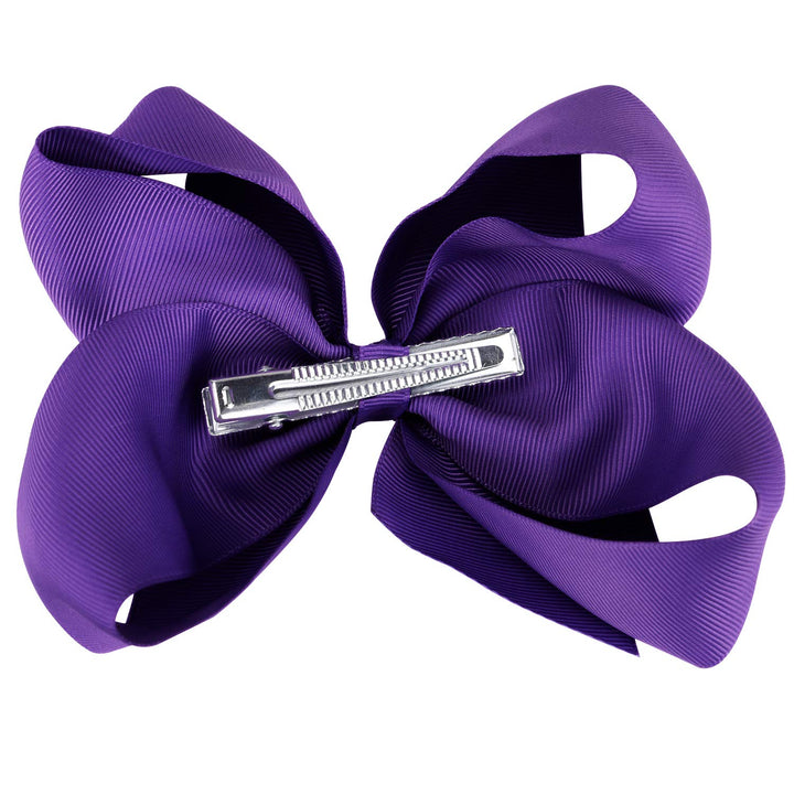 DEEKA 12 PCS 6 Big Hand-made Grosgrain Ribbon Hair Bow Alligator Clips Hair Accessories for Little Teen Toddler Girls - Purple