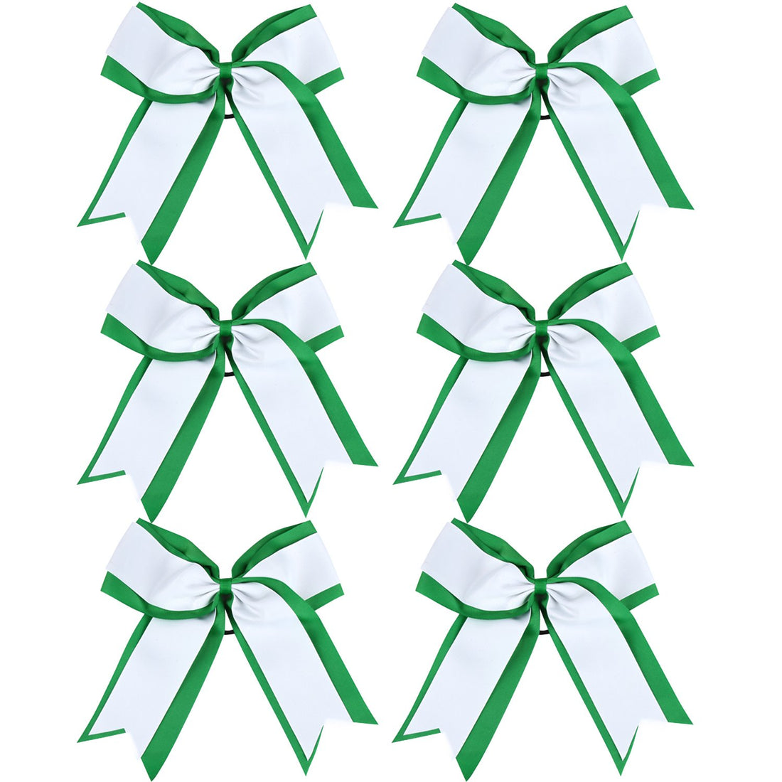 8 Inch 2 Colors 2 Layers 6 Pcs Jumbo Cheerleader Bows Ponytail Holder Cheerleading Bows Hair Elastic Hair Tie for High School College Cheerleading (Orange/White)