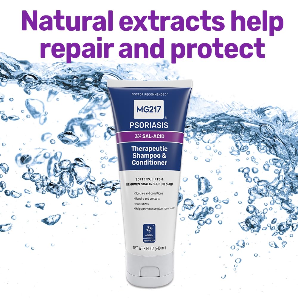MG217 Psoriasis Shampoo and Conditioner with Salicylic Acid, Therapeutic Scalp Treatment, Softens, Lifts, Removes Scaling, Psoriasis Scalp Treatment, Salicylic Acid Shampoo and Conditioner, 8floz Tube