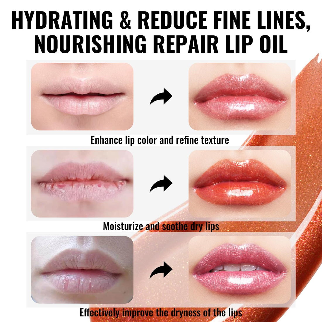 Oulac Purple Lip Gloss High-shine Moisturizing Lip Gloss Oil Liquid Lipstick Non-stick Cup Glitter Lipstick Lip Tint Reduce Fine Lines Lip Glaze For Dry Lip C14