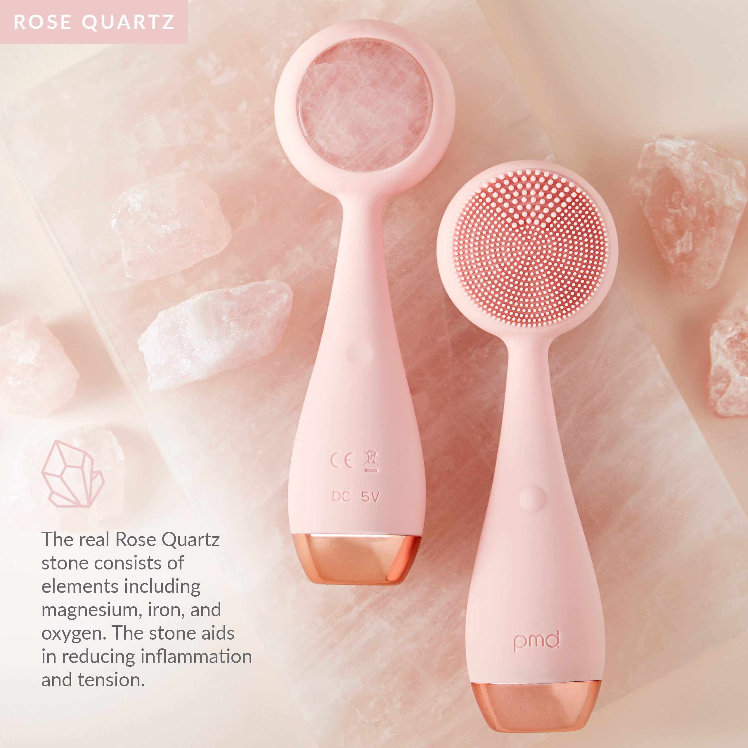 PMD Clean Pro RQ - Smart Facial Cleansing Device, Blush with Rose Quartz