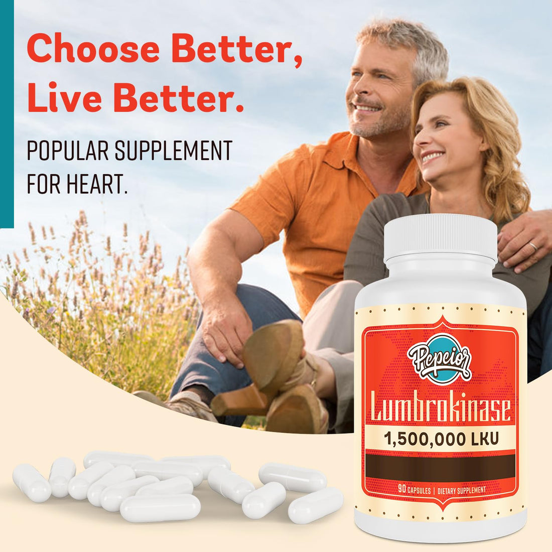 Pepeior Lumbrokinase 200mg (Max Activity 1,500,000 LKU) - Lumbrokinase Enzymes Supplement, More Effective Than Nattokinase - 90 Capsules (2 Bottles)