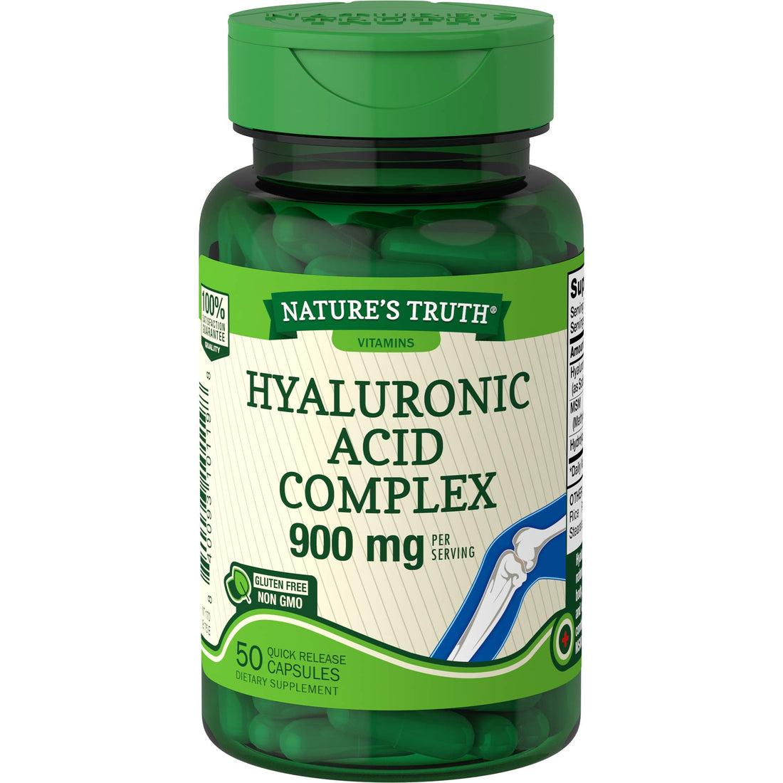 Nature's Truth Hyaluronic Acid with Collagen & MSM | 900mg | 50 Capsules | Non-GMO & Gluten Free Supplement