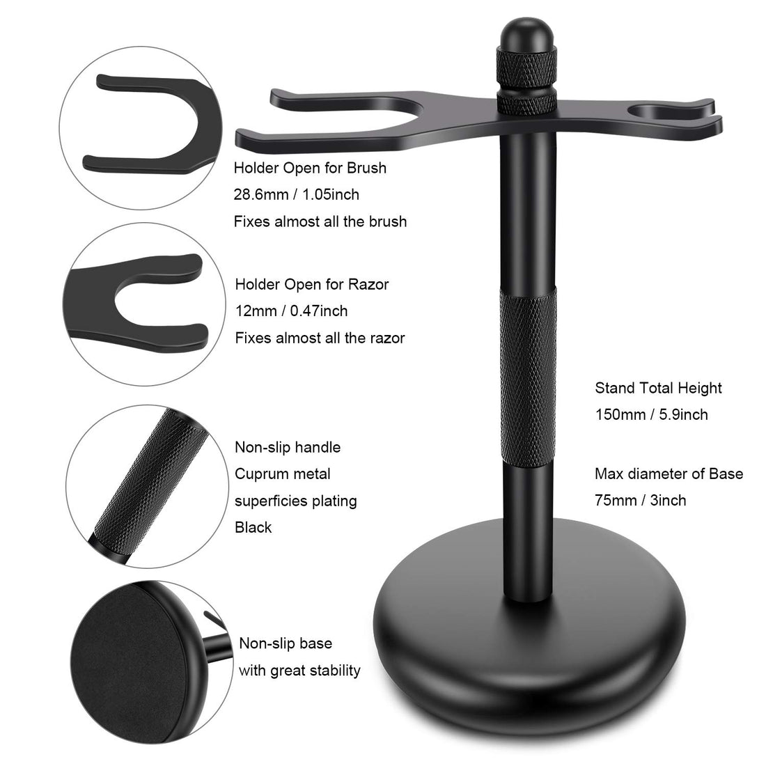 PerPro Amazing Safety Razor Shave Kit - Mysterious Black Men'S Shaving & Grooming Sets - Popular Shaving Stand And Friendly Brush