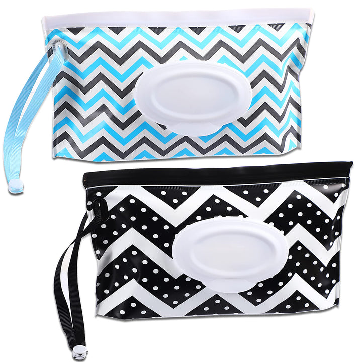 FEBSNOW 2 Pack Baby Wipes Container, Reusable Portable Wet Wipe Pouch, Wipe Dispenser Container, Baby Travel Wet Wipe Holder