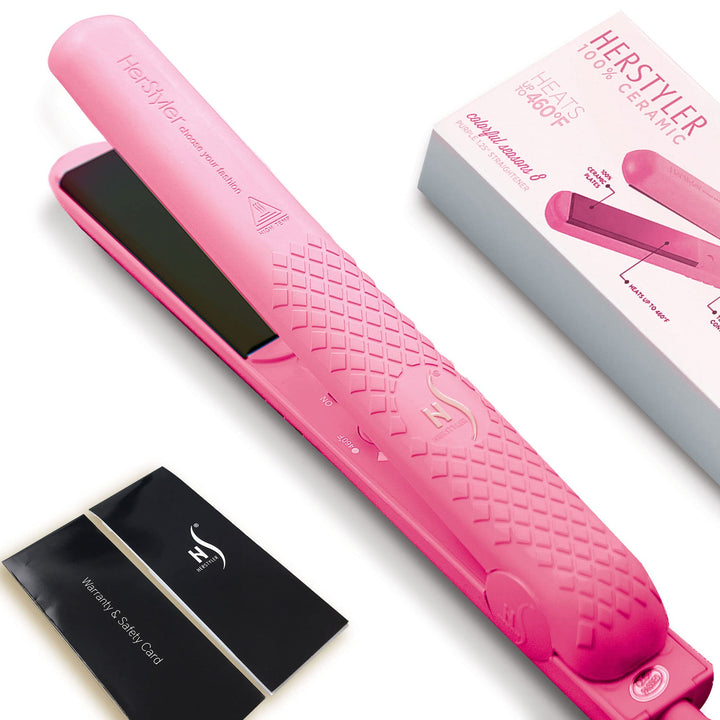 Herstyler Colorful Seasons Hot Pink Flat Iron 1.25 Ceramic Hair Straightener