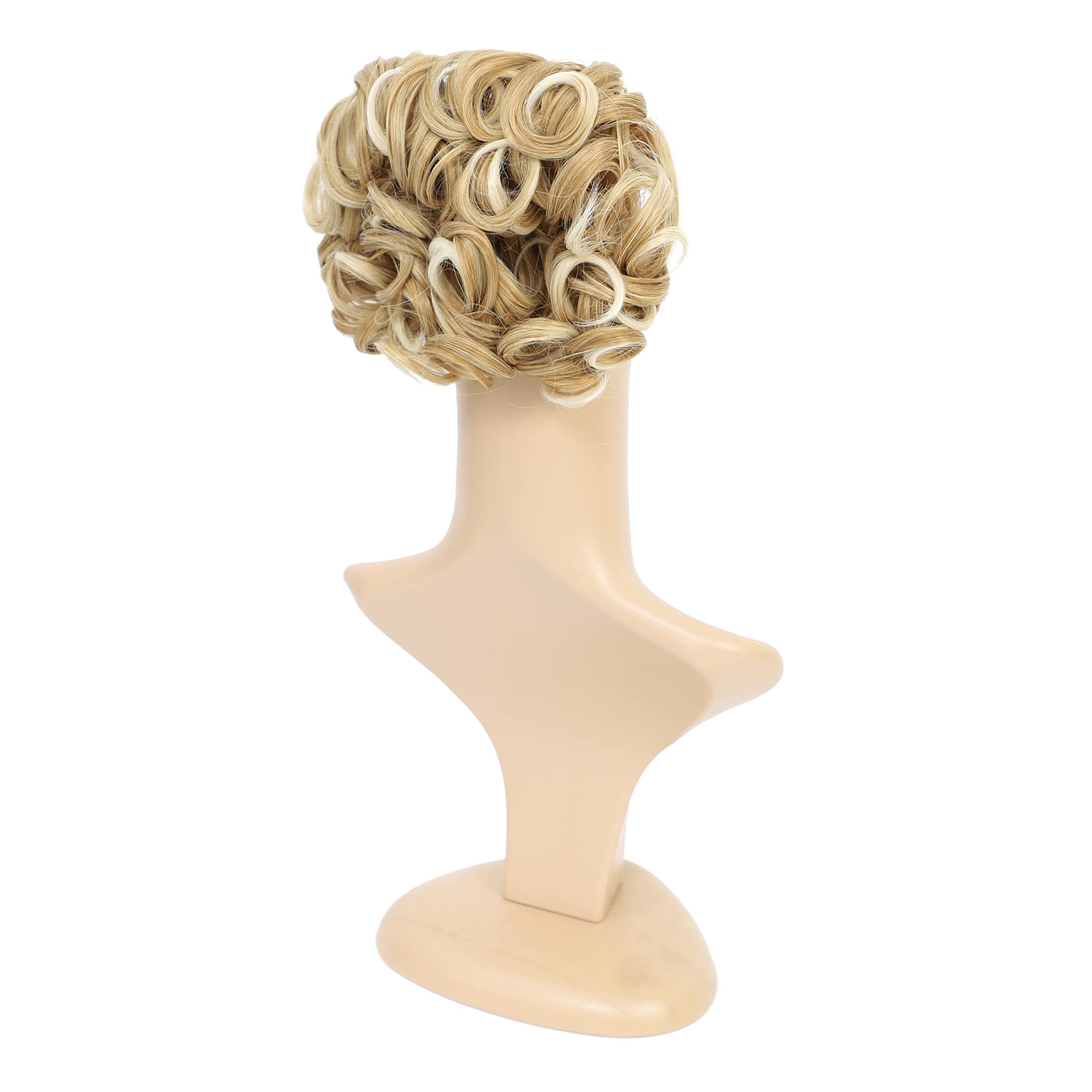 Blonde Mixed-27T613# : SWACC Short Messy Curly Dish Hair Bun Extension Easy Stretch hair Combs Clip in Ponytail Extension Scrunchie Chignon Tray Ponytail (Blonde Mixed-27T613#)