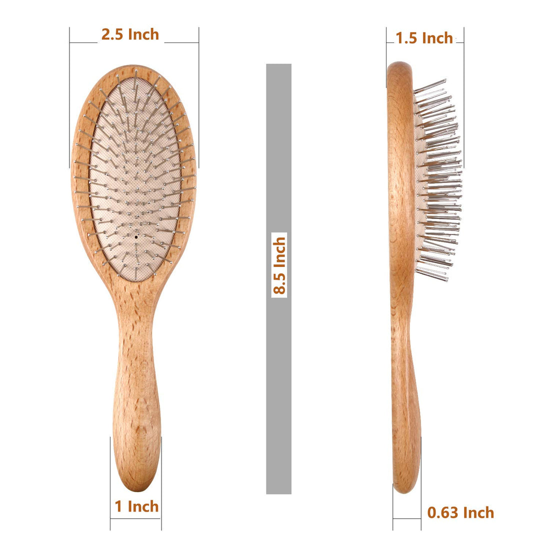 WeCoola WeCoola Natural Wooden Paddle Hair Brush + Steel Pins & Massage Air Bag, Oval Shape Travel Brush can Reduce Frizz + Massage Scalp + Reducing Hair Breakage, All Hair Types of Women + Men + Kids