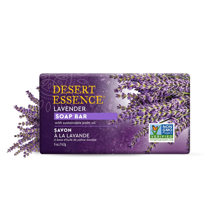 Desert Essence Lavender Soap Bar - 5 Oz - Promotes Cell Regeneration - Refreshing Rich Scent - Tea Tree Oil - Aloe Vera - Jojoba & Palm Oil - Cleanses & Soothes Skin